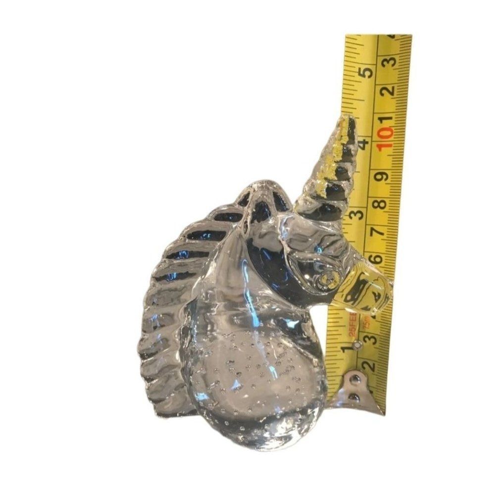 ART GLASS UNICORN Heavy Duty Paper Weight W/ Controlled‎ Bubbles